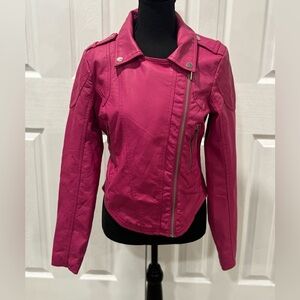 DOLLHOUSE WOMENS FAUX LEATHER PINK MOTO JACKET SIZE M NWT